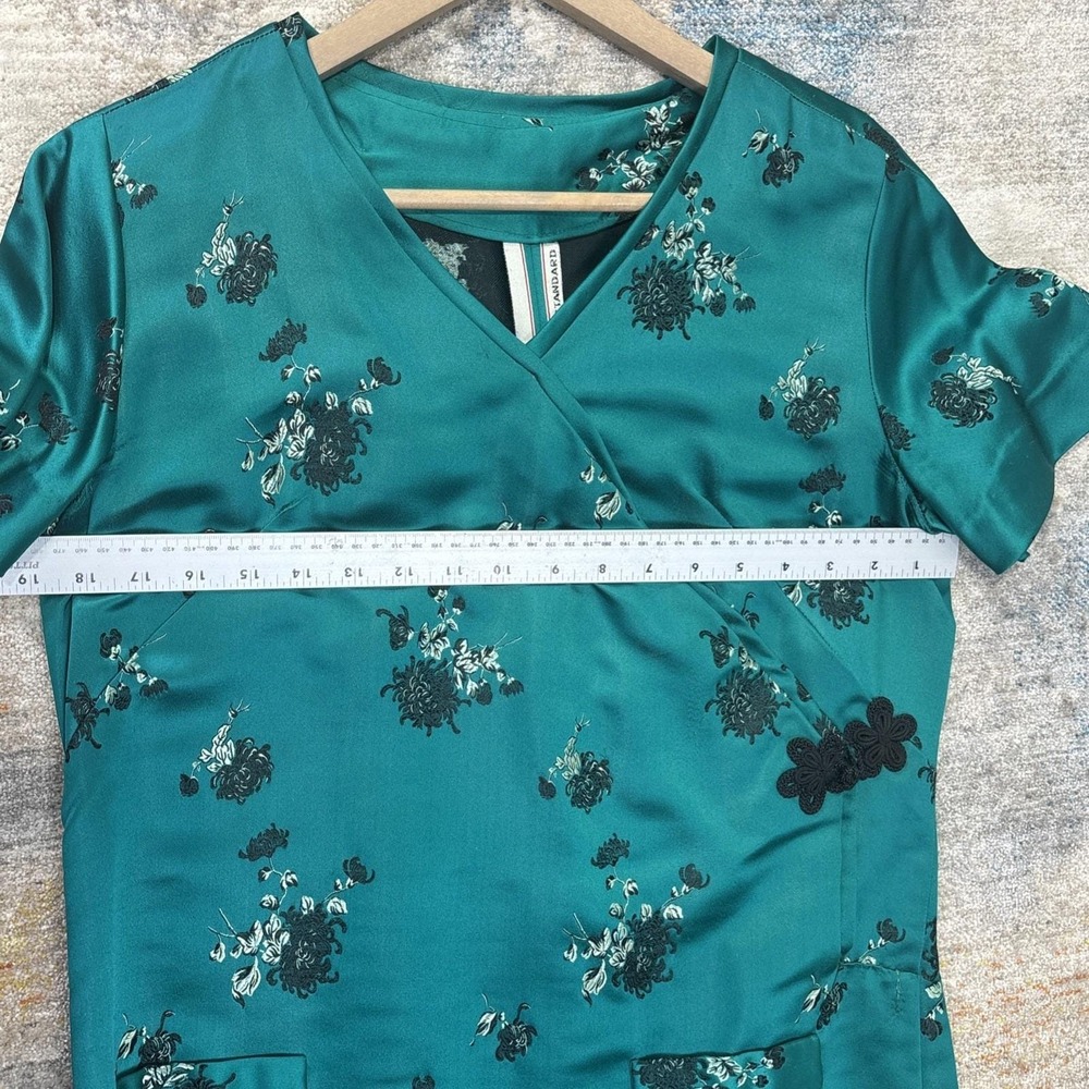 Vintage Teal Embroidered Formal Coat Dress Set Baroque Opera Style Custom Made - Picture 3 of 11